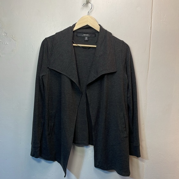 Kensie Grey Asymmetrical Cross-over Collar Long Sleeve Athletic Pockets S #0023 - Picture 7 of 11